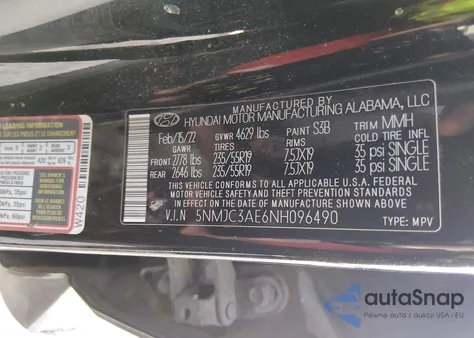 2022 Hyundai Tucson Sel z USA, uszkodzony, nr VIN 5NMJC3AE6NH096490